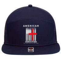 American By Birth Christian By The Grace Of God 7 Panel Mesh Trucker Snapback Hat