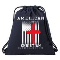 American By Birth Christian By The Grace Of God Drawstring Bag