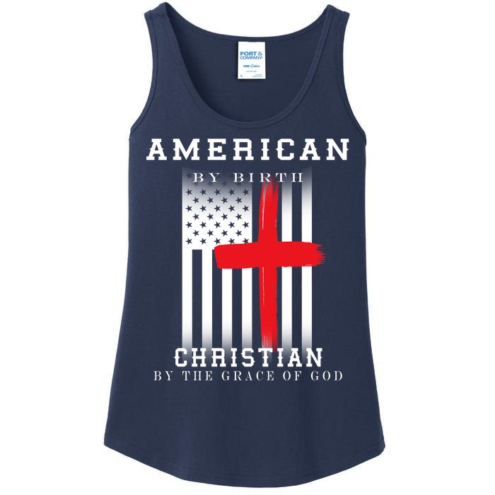 American By Birth Christian By The Grace Of God Ladies Essential Tank