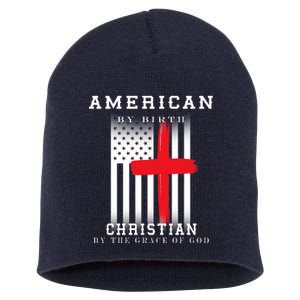 American By Birth Christian By The Grace Of God Short Acrylic Beanie