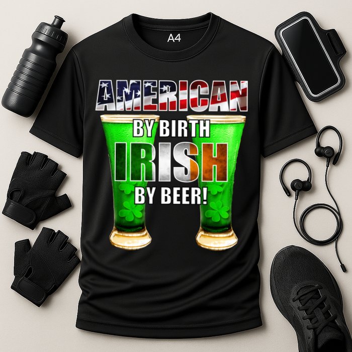 American By Birth Irish By Beer St. Patrick's Day Cooling Performance Crew T-Shirt