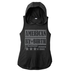 American By Birth Patriotic by Choice Ladies PosiCharge Tri-Blend Wicking Draft Hoodie Tank