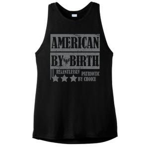 American By Birth Patriotic by Choice Ladies PosiCharge Tri-Blend Wicking Tank