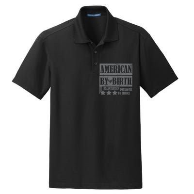 American By Birth Patriotic by Choice Dry Zone Grid Polo