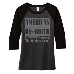 American By Birth Patriotic by Choice Women's Tri-Blend 3/4-Sleeve Raglan Shirt