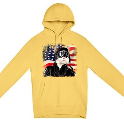 American Cat Air Force Pilot  Premium Pullover Hoodie