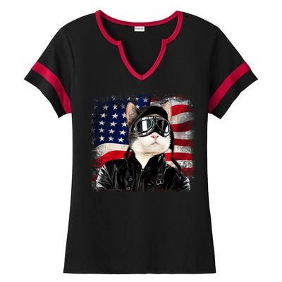 American Cat Air Force Pilot  Ladies Halftime Notch Neck Tee