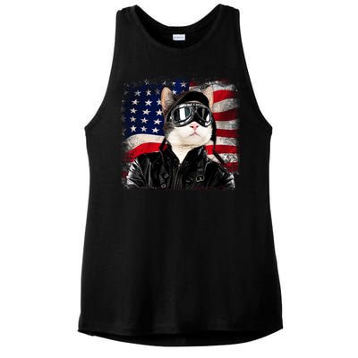 American Cat Air Force Pilot  Ladies PosiCharge Tri-Blend Wicking Tank