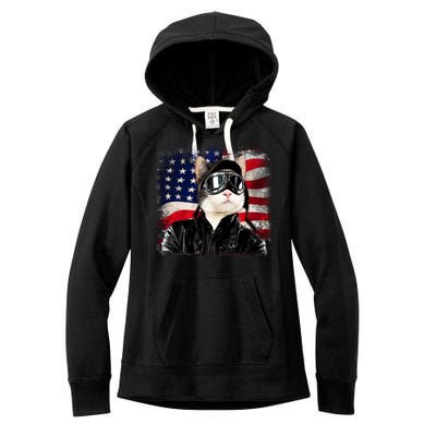 American Cat Air Force Pilot  Women's Fleece Hoodie