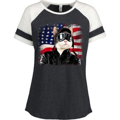 American Cat Air Force Pilot  Enza Ladies Jersey Colorblock Tee