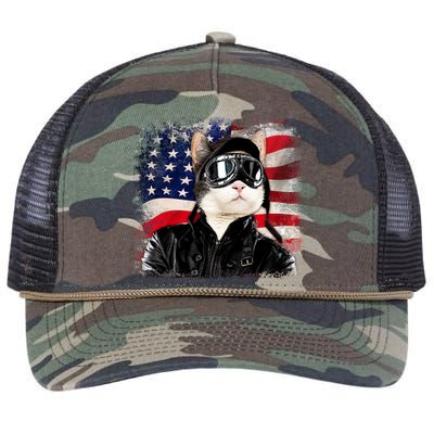 American Cat Air Force Pilot  Retro Rope Trucker Hat Cap