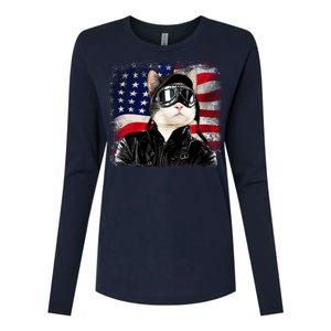 American Cat Air Force Pilot  Womens Cotton Relaxed Long Sleeve T-Shirt