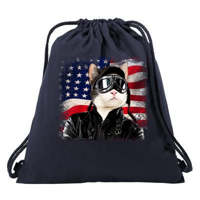 American Cat Air Force Pilot  Drawstring Bag