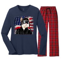 American Cat Air Force Pilot  Women's Long Sleeve Flannel Pajama Set 