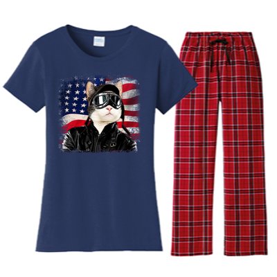 American Cat Air Force Pilot  Women's Flannel Pajama Set