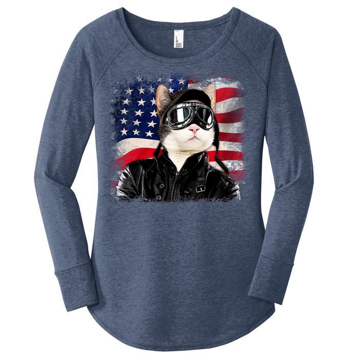 American Cat Air Force Pilot  Women's Perfect Tri Tunic Long Sleeve Shirt