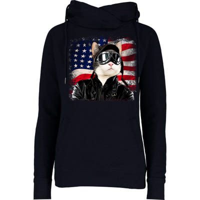 American Cat Air Force Pilot  Womens Funnel Neck Pullover Hood