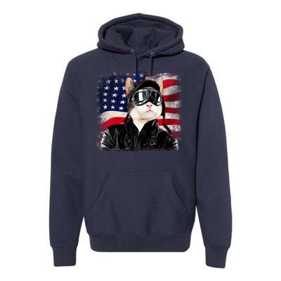 American Cat Air Force Pilot  Premium Hoodie