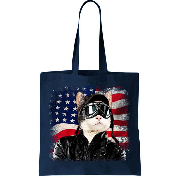 American Cat Air Force Pilot  Tote Bag