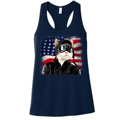 American Cat Air Force Pilot  Women's Racerback Tank