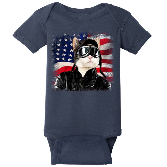 American Cat Air Force Pilot  Baby Bodysuit