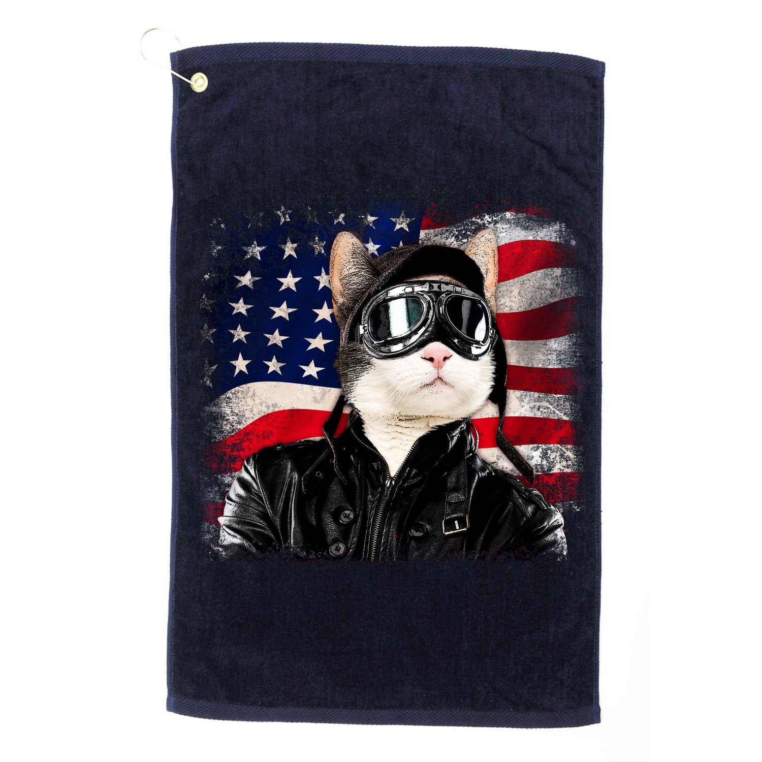 American Cat Air Force Pilot  Golf Towel