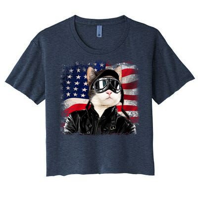 American Cat Air Force Pilot  Women's Crop Top Tee