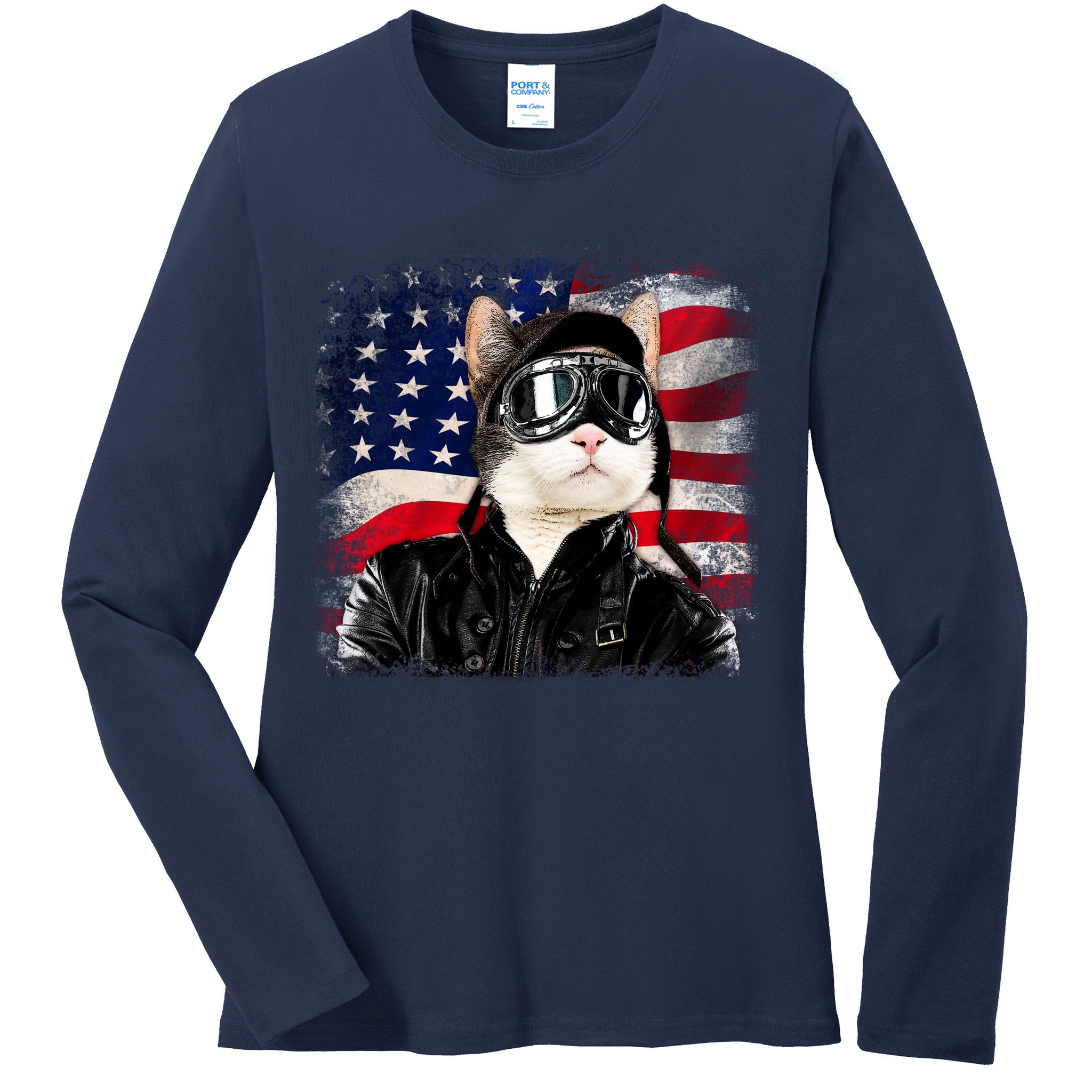 American Cat Air Force Pilot  Ladies Long Sleeve Shirt