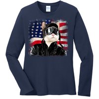 American Cat Air Force Pilot  Ladies Long Sleeve Shirt