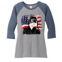 American Cat Air Force Pilot  Women's Tri-Blend 3/4-Sleeve Raglan Shirt