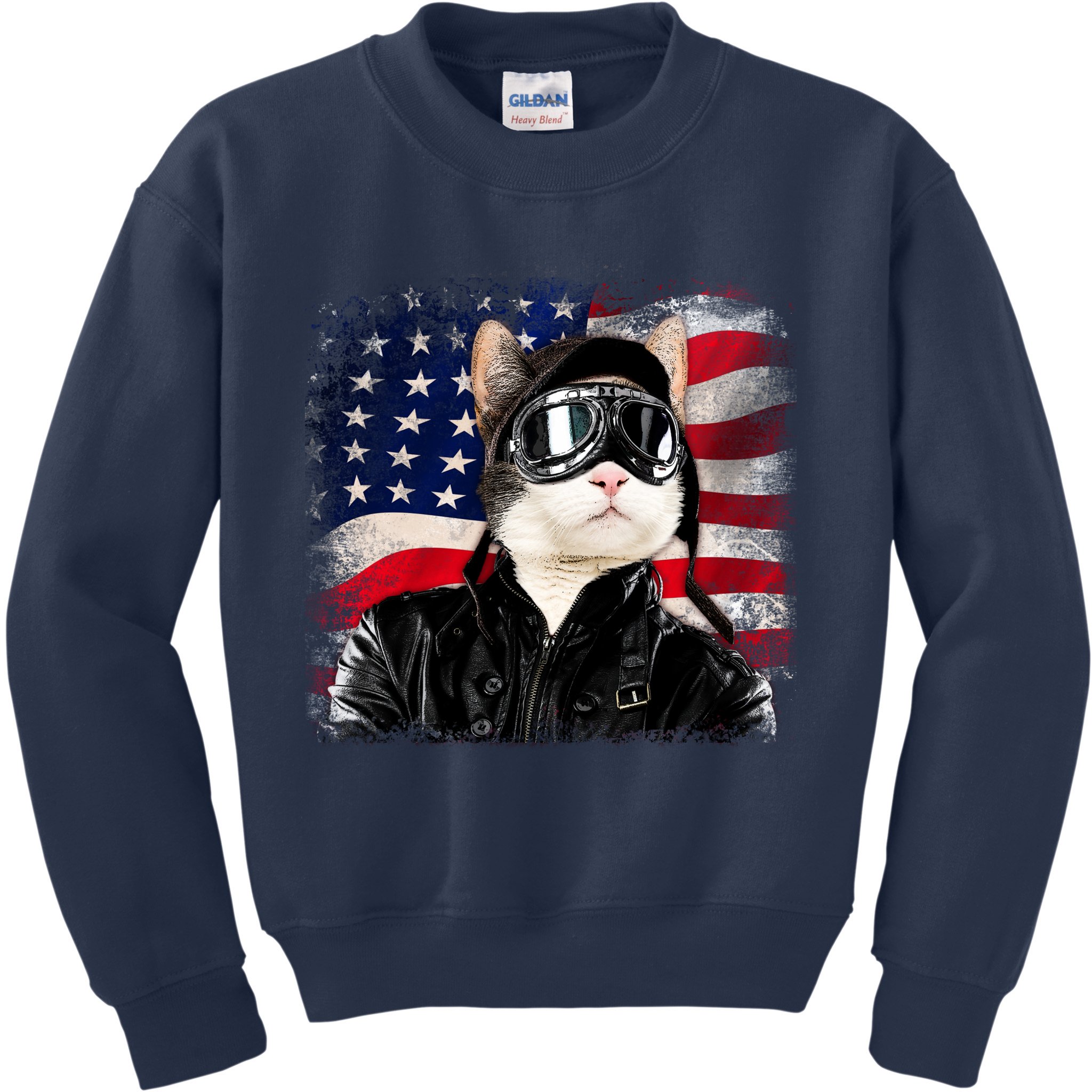 American Cat Air Force Pilot  Kids Sweatshirt