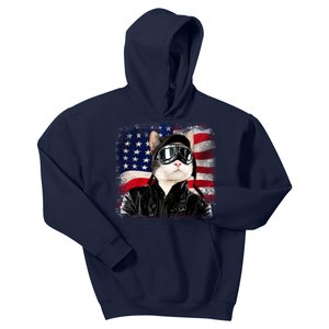 American Cat Air Force Pilot  Kids Hoodie