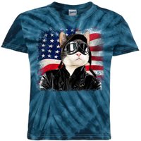 American Cat Air Force Pilot  Kids Tie-Dye T-Shirt