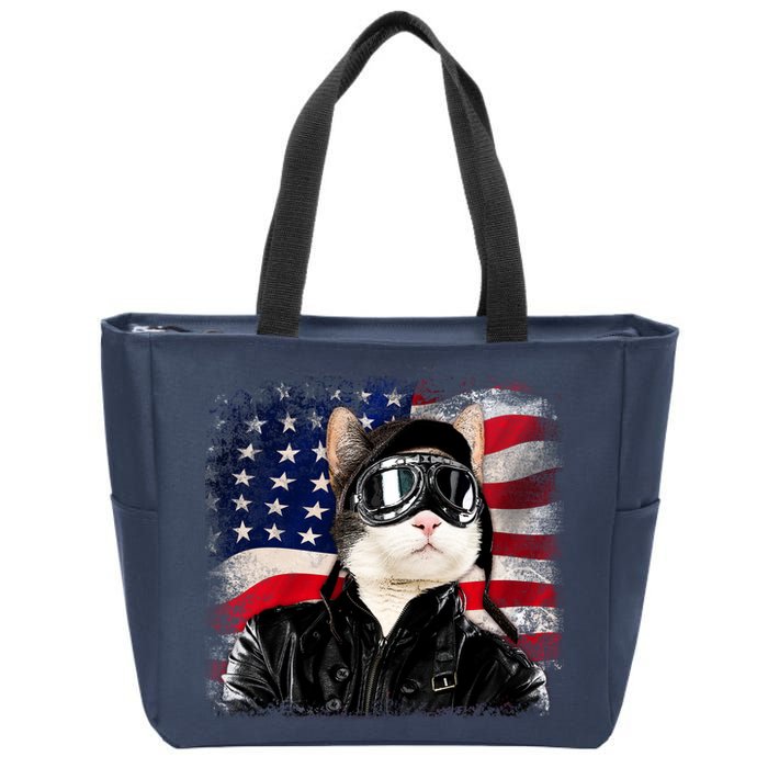 American Cat Air Force Pilot  Zip Tote Bag