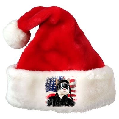 American Cat Air Force Pilot  Premium Christmas Santa Hat