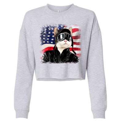 American Cat Air Force Pilot  Cropped Pullover Crew