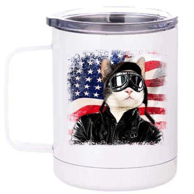 American Cat Air Force Pilot  12 oz Stainless Steel Tumbler Cup