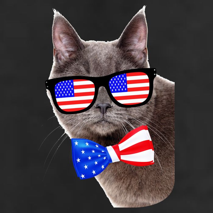 American Cat With USA Glasses And Bow Tie 7 Panel Mesh Trucker Snapback Hat