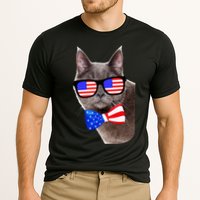 American Cat With USA Glasses And Bow Tie Cooling Performance Crew T-Shirt