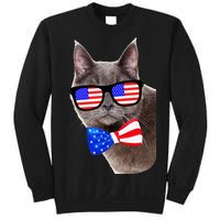 American Cat With USA Glasses And Bow Tie Sweatshirt