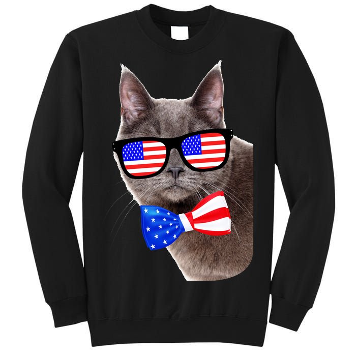 American Cat With USA Glasses And Bow Tie Sweatshirt