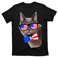 American Cat With USA Glasses And Bow Tie T-Shirt