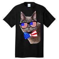 American Cat With USA Glasses And Bow Tie Tall T-Shirt