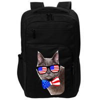 American Cat With USA Glasses And Bow Tie Impact Tech Backpack