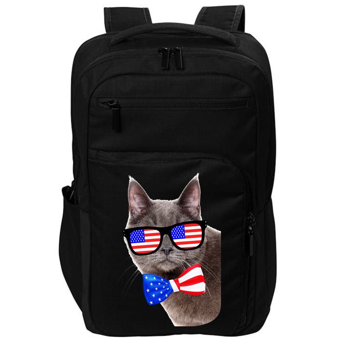 American Cat With USA Glasses And Bow Tie Impact Tech Backpack