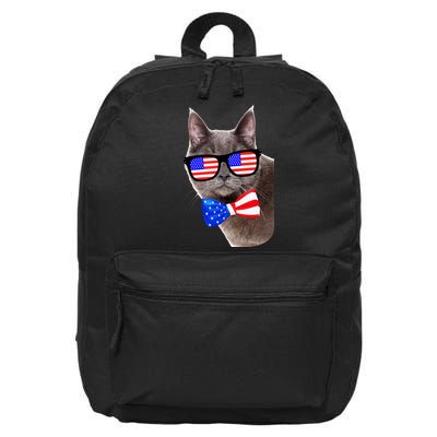 American Cat With USA Glasses And Bow Tie 16 in Basic Backpack