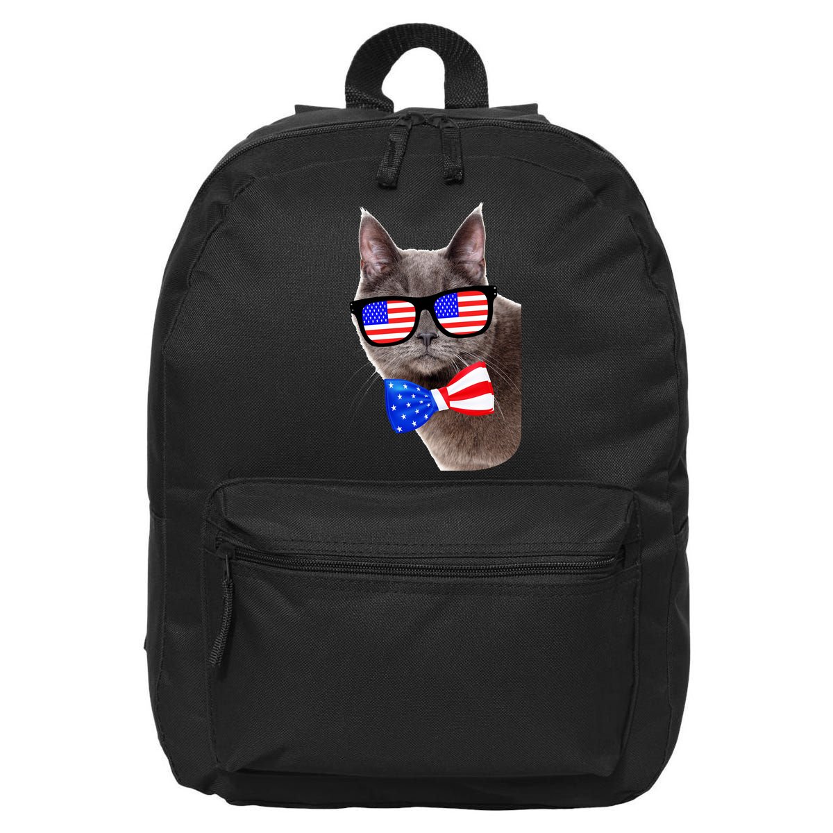 American Cat With USA Glasses And Bow Tie 16 in Basic Backpack