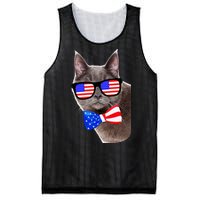 American Cat With USA Glasses And Bow Tie Mesh Reversible Basketball Jersey Tank