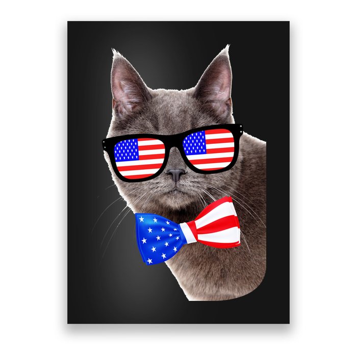 American Cat With USA Glasses And Bow Tie Poster