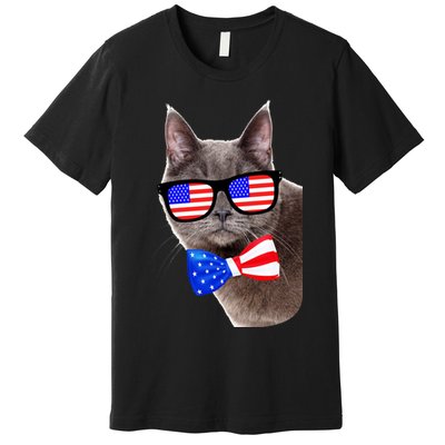 American Cat With USA Glasses And Bow Tie Premium T-Shirt